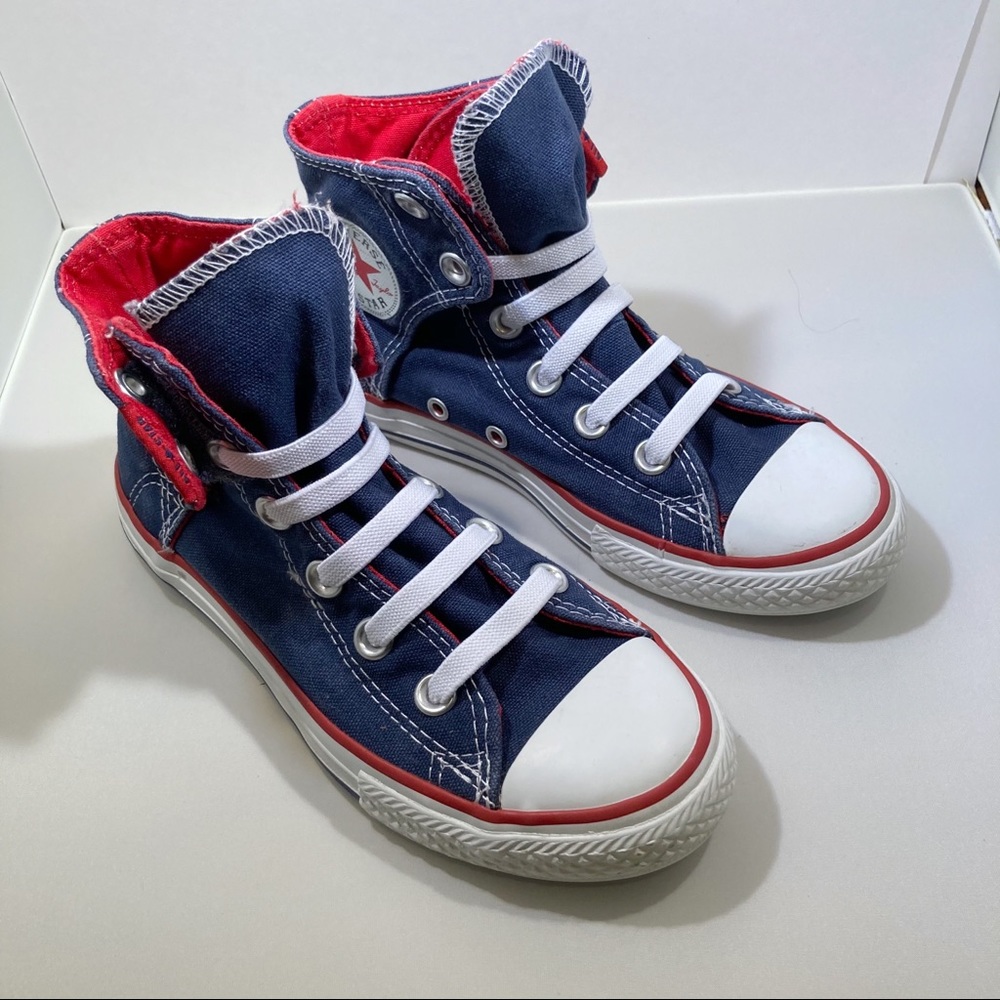 Converse High-Tops Navy & Red Velcro Easy Slip SZ 1